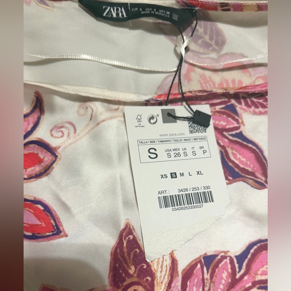 Zara Pink and Red Paisley Blouse Size Small NWT - Picture 5 of 8